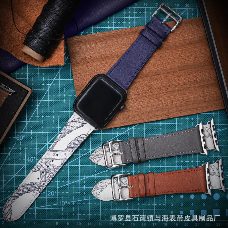Suitable for Hermès Apple Watch 3 Apple Watch Strap Made of First-Layer Genuine Leather Iwatch11/Ultra3 Strap 46