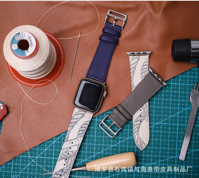 Suitable for Hermès Apple Watch 3 Apple Watch Strap Made of First-Layer Genuine Leather Iwatch11/Ultra3 Strap 46 — feature 20