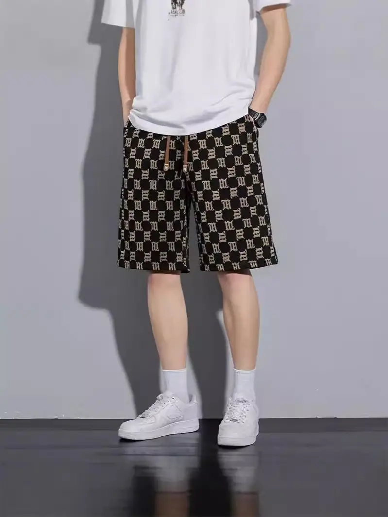Men's Ice Silk Checkered Shorts Ice Silk Casual Shorts Summer - Image 5