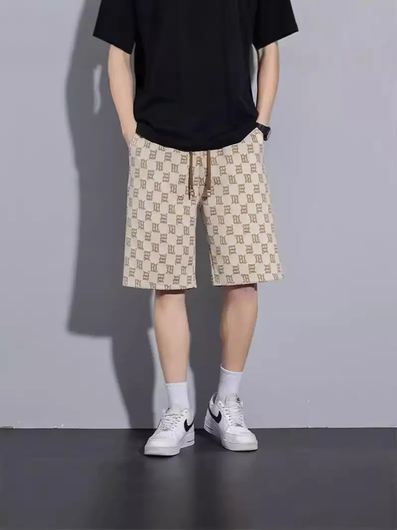 Men's Ice Silk Checkered Shorts Ice Silk Casual Shorts Summer - Image 6