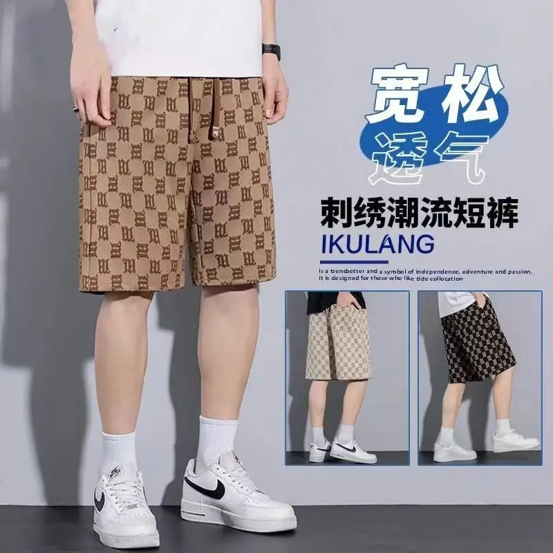 Men's Ice Silk Checkered Shorts Ice Silk Casual Shorts Summer - Image 2