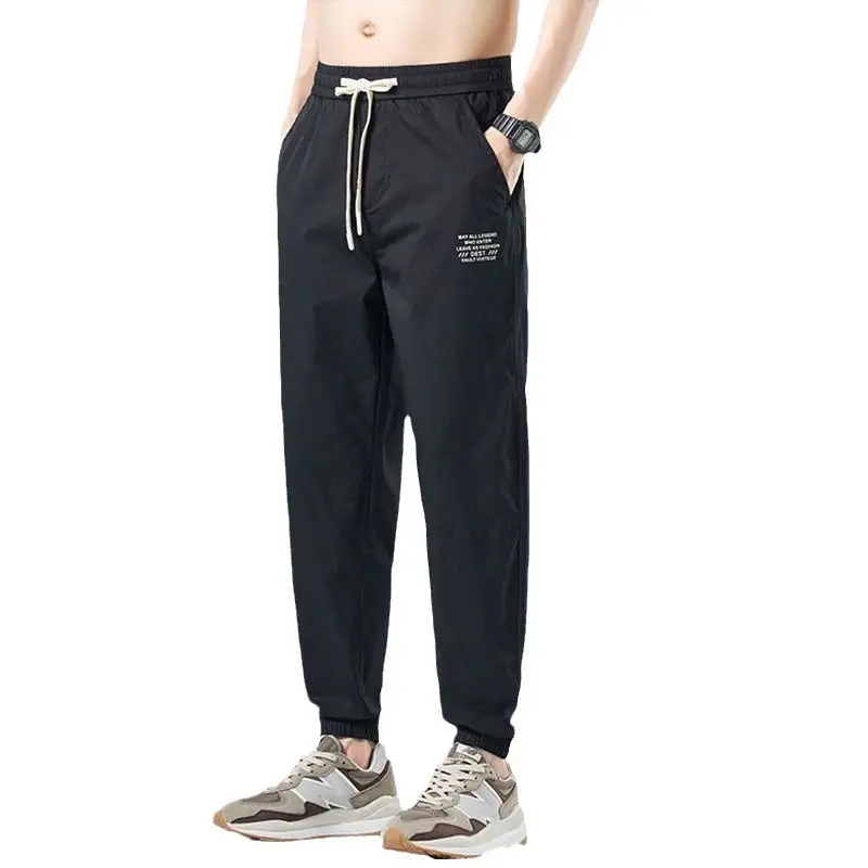 Men's Black Thin Summer Trousers Loose Fit Casual Pants - Image 9