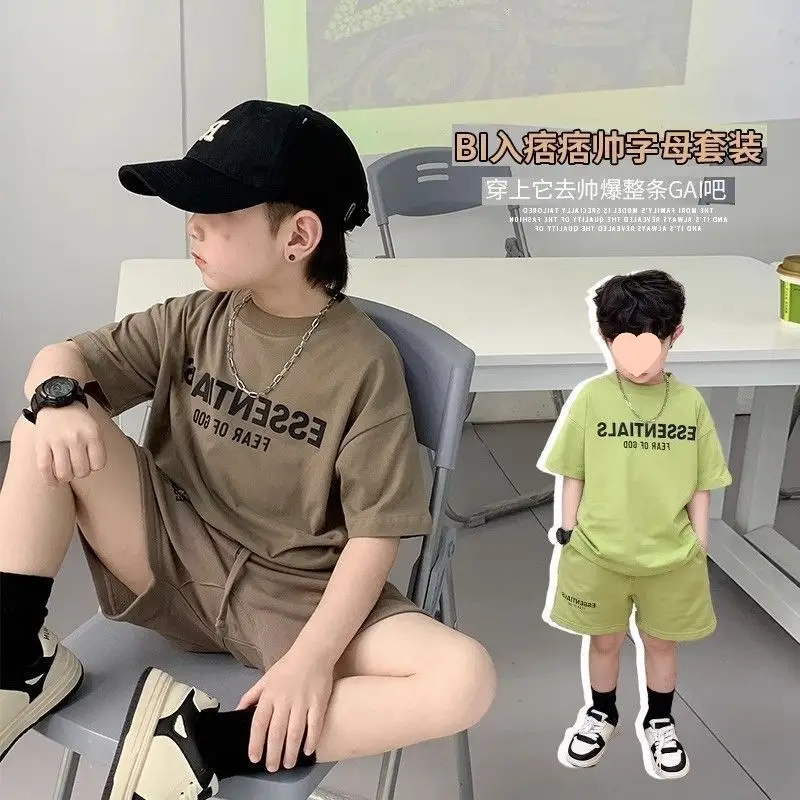 Boys Green 2-Piece Summer Shorts Set