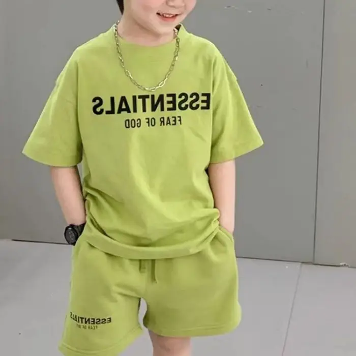 Boys Green 2-Piece Summer Shorts Set