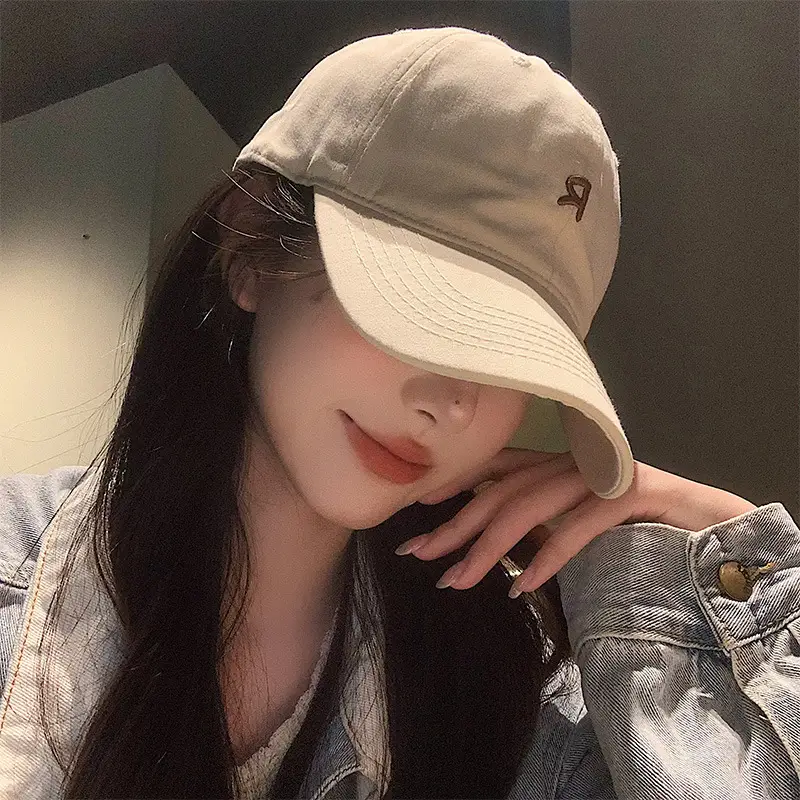 Blue Letter Baseball Cap Women's Big Head Wide Brim