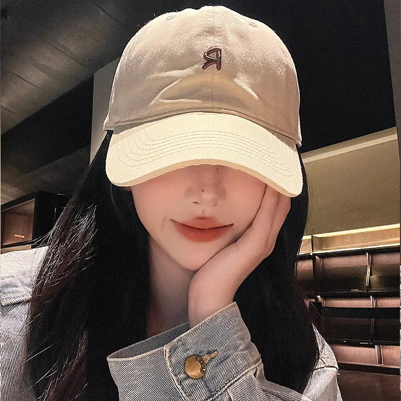 Blue Letter Baseball Cap Women's Big Head Wide Brim