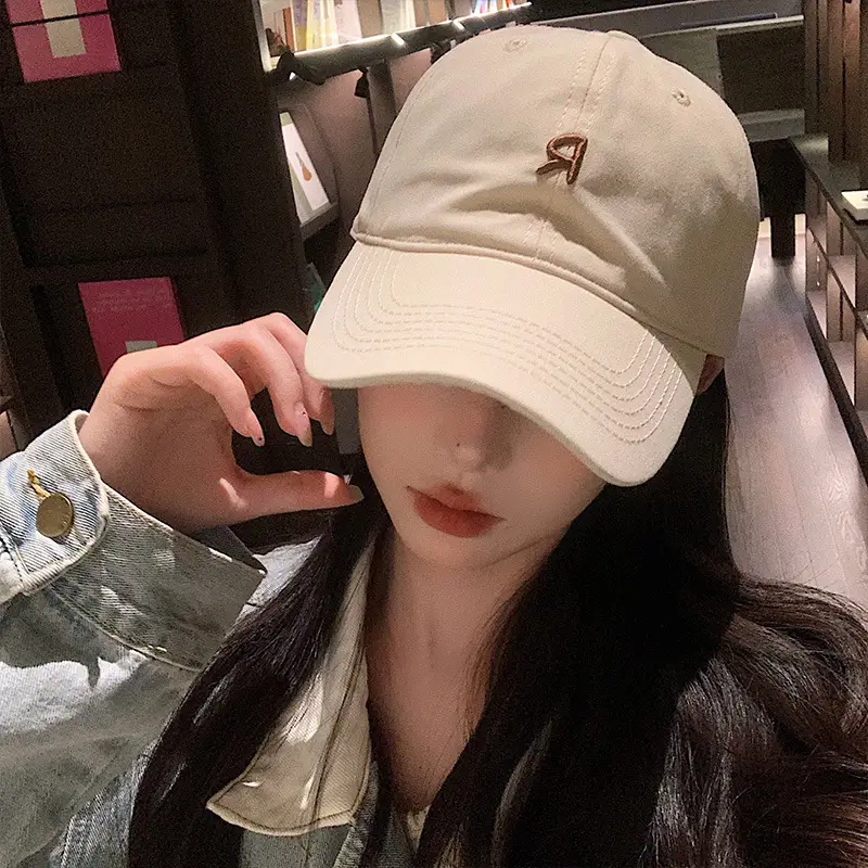 Blue Letter Baseball Cap Women's Big Head Wide Brim