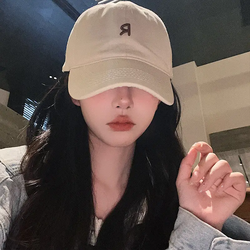 Blue Letter Baseball Cap Women's Big Head Wide Brim
