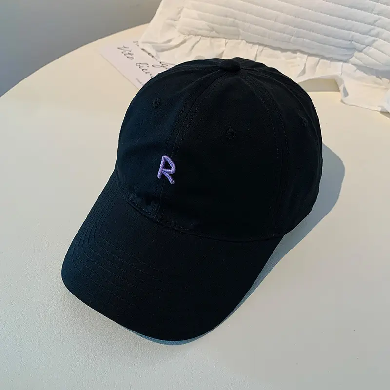 Blue Letter Baseball Cap Women's Big Head Wide Brim