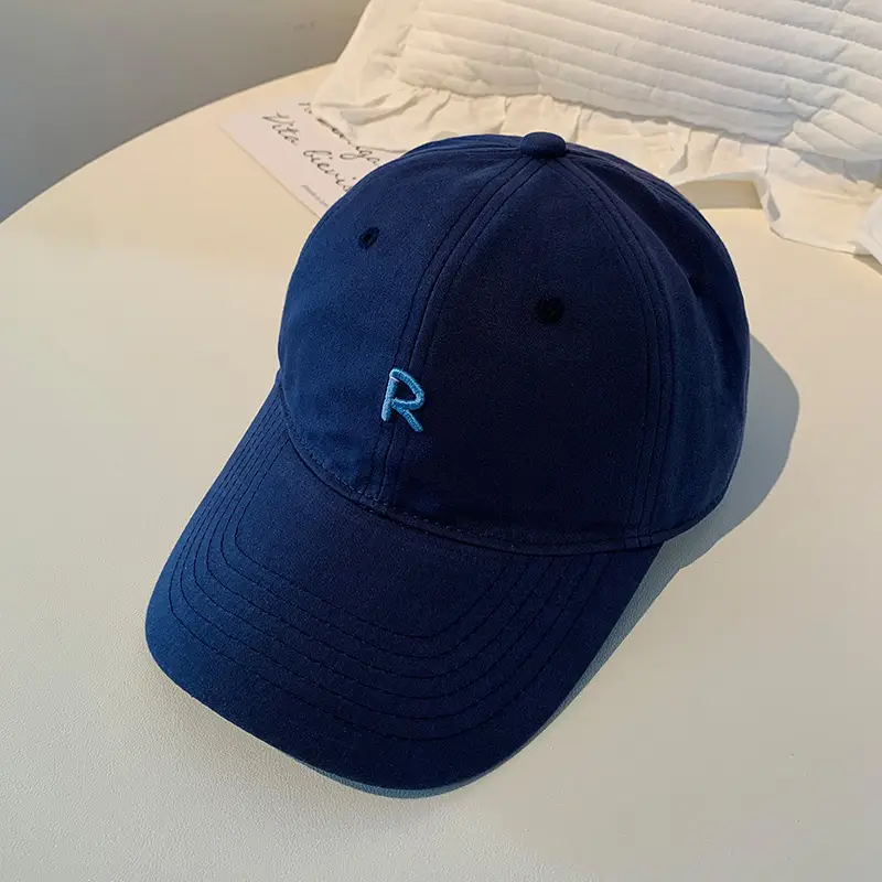 Blue Letter Baseball Cap Women's Big Head Wide Brim