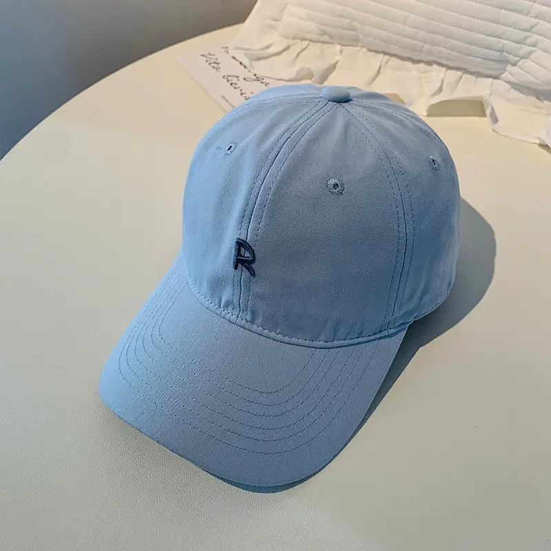 Blue Letter Baseball Cap Women's Big Head Wide Brim
