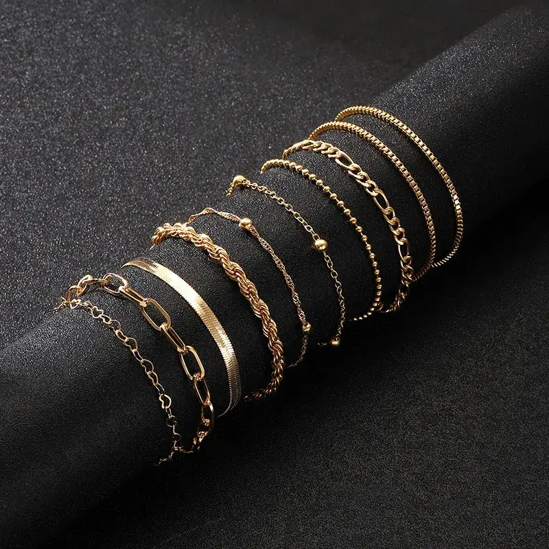 Gold Multi-Layer Chain Bracelet for Women - Image 17