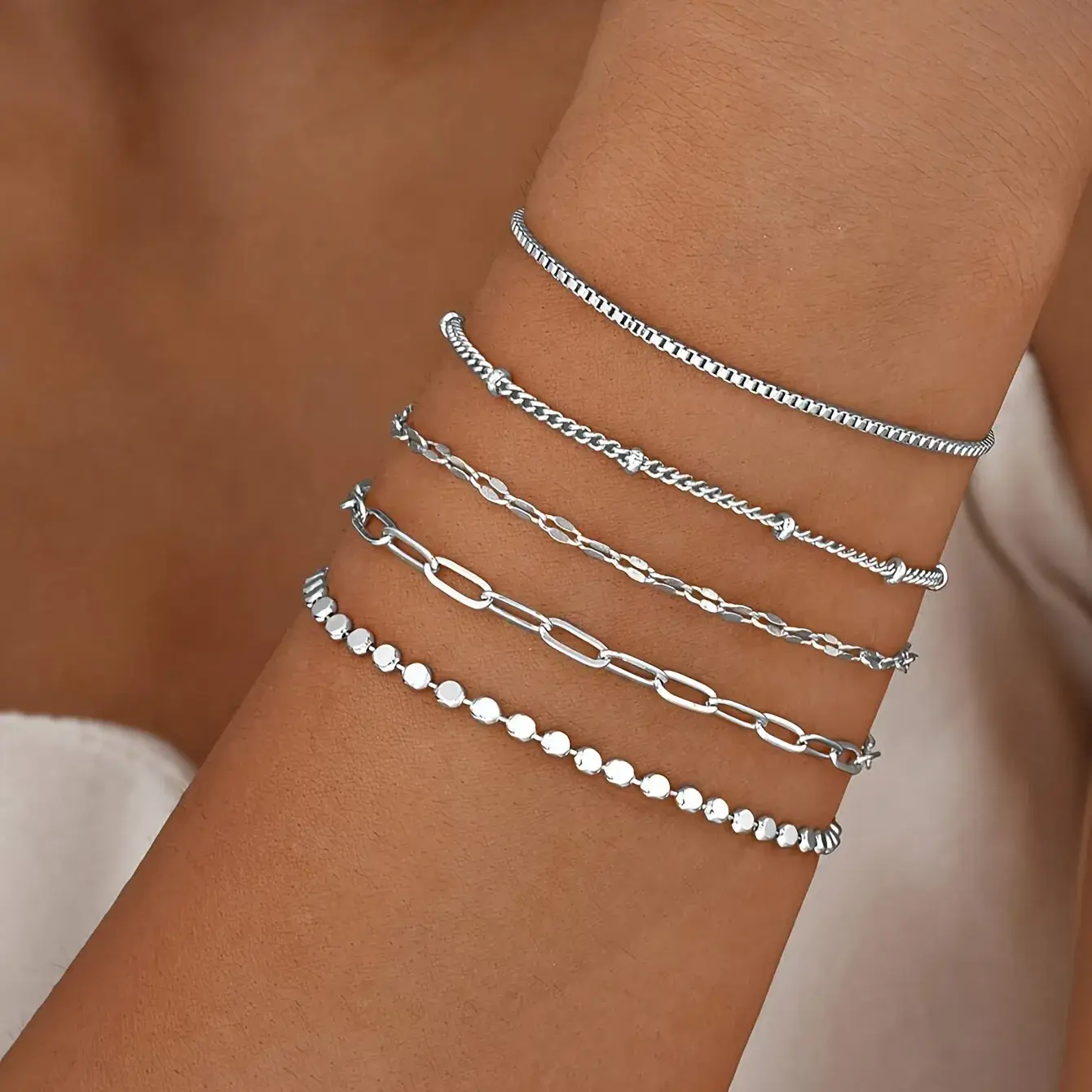 Gold Multi-Layer Chain Bracelet for Women - Image 11