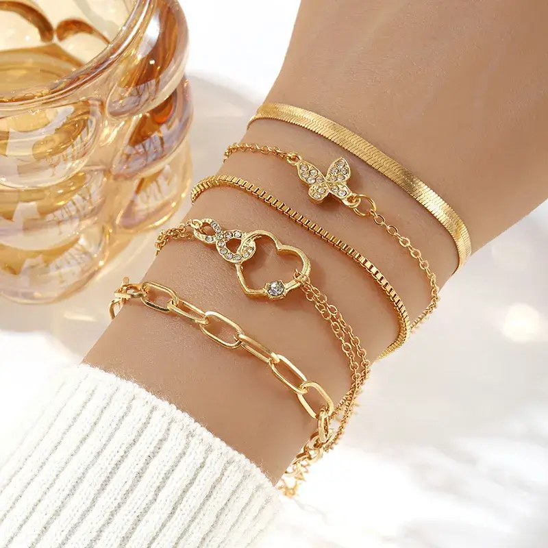 Gold Multi-Layer Chain Bracelet for Women - Image 14