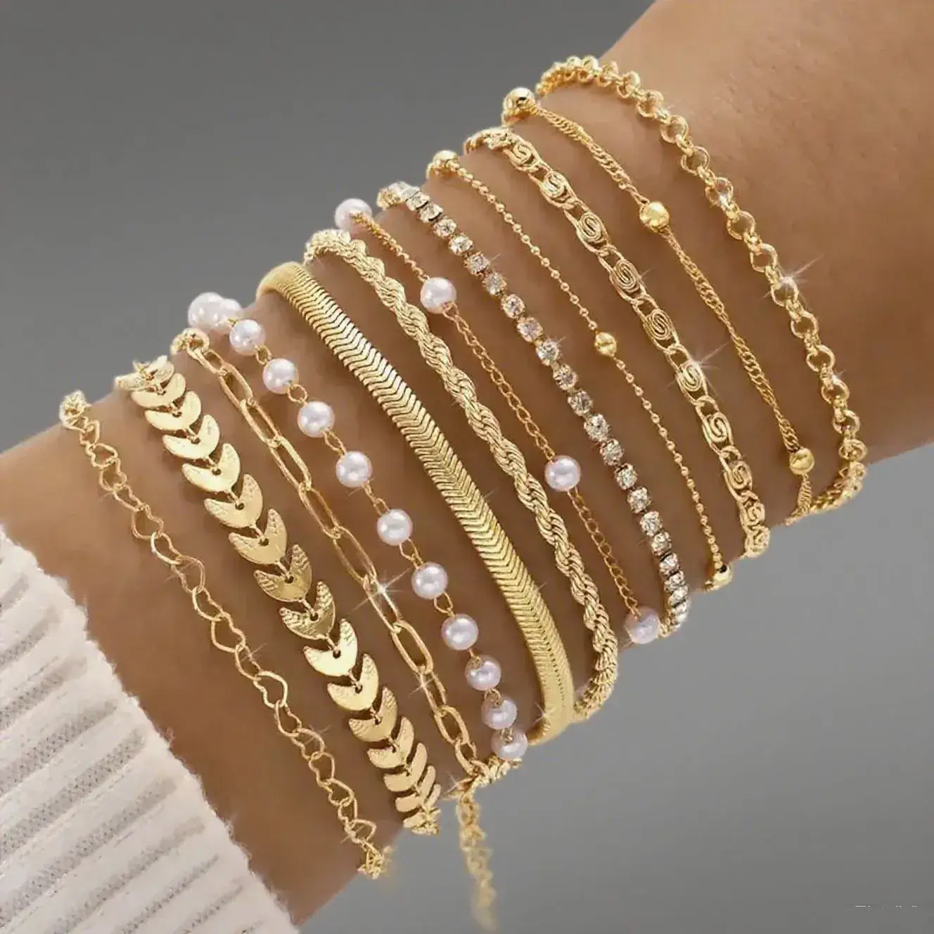 Gold Multi-Layer Chain Bracelet for Women - Image 3