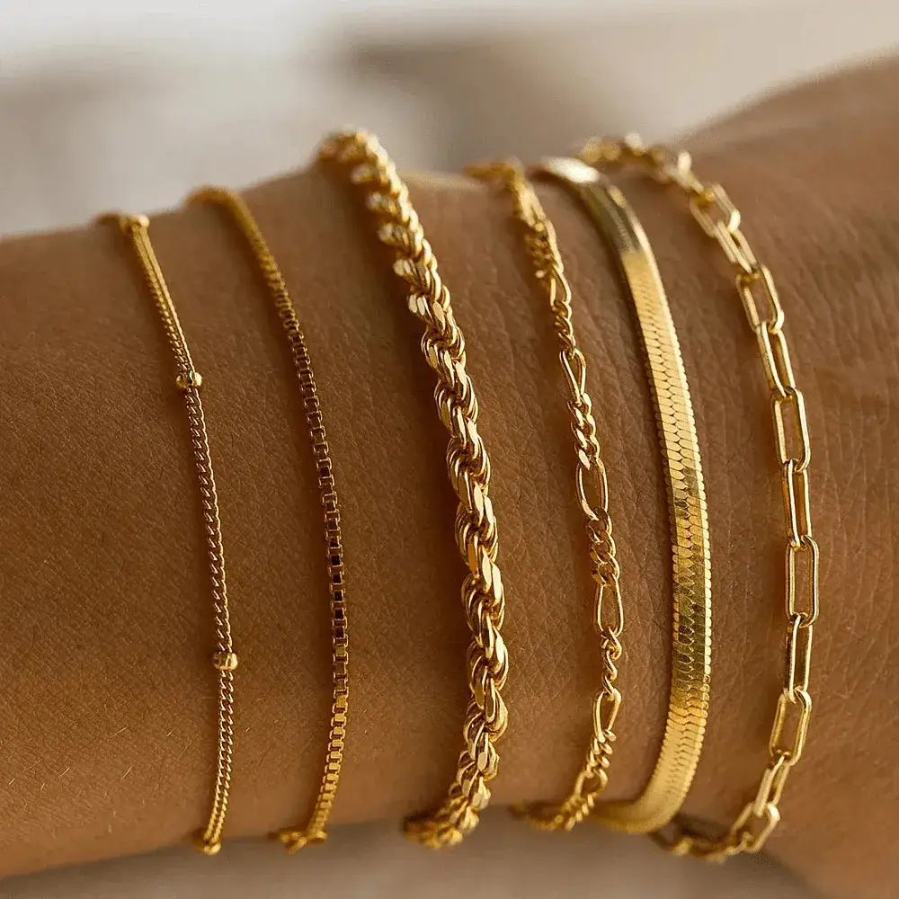 Gold Multi-Layer Chain Bracelet for Women - Image 8