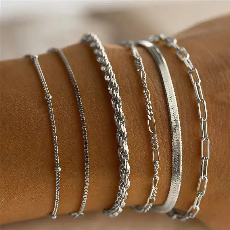 Gold Multi-Layer Chain Bracelet for Women - Image 9