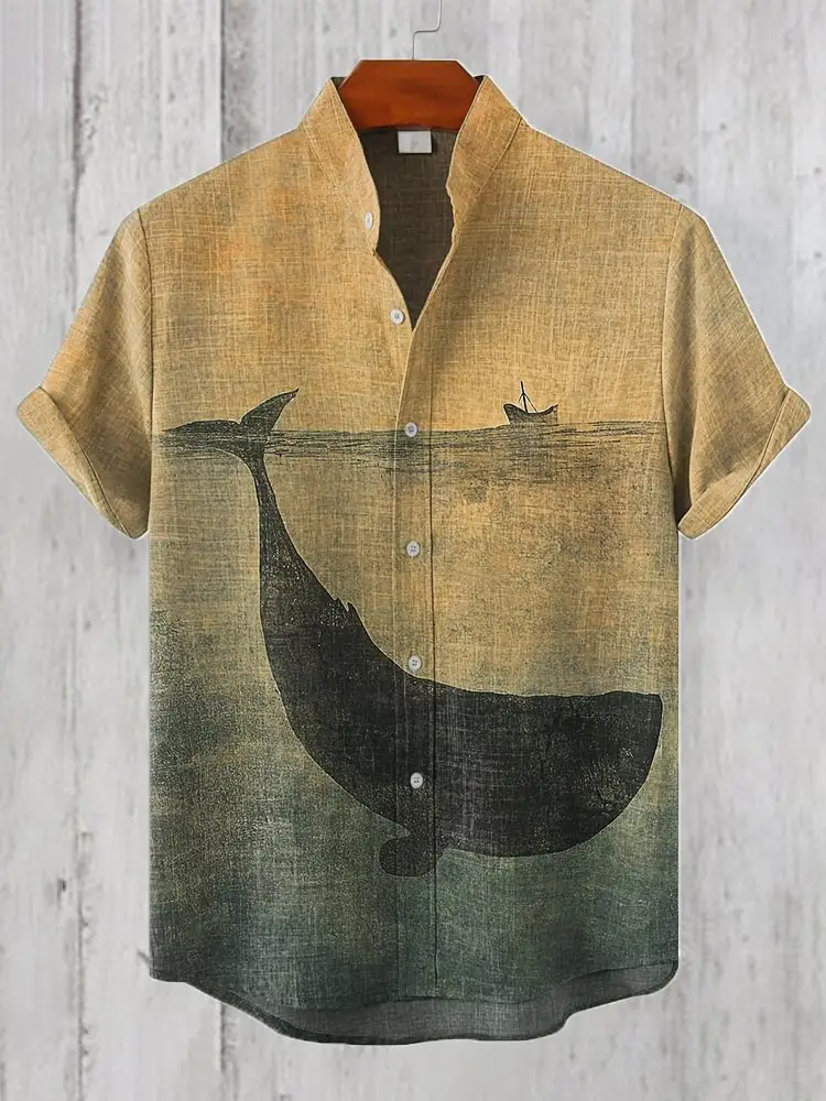 3D Digital Printed Fish Art Short Sleeve Collar T-Shirt - Image 5