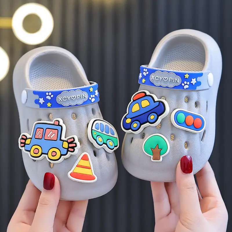 Blue Cartoon Baby Slippers for Boys Summer
