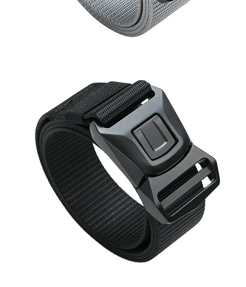 Men Tactical Nylon Belt Brown Gold Automatic Buckle — feature 13