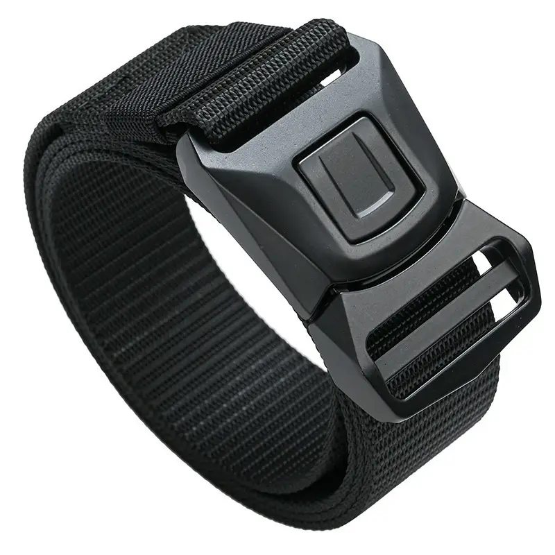 Men Tactical Nylon Belt Brown Gold Automatic Buckle — feature 2