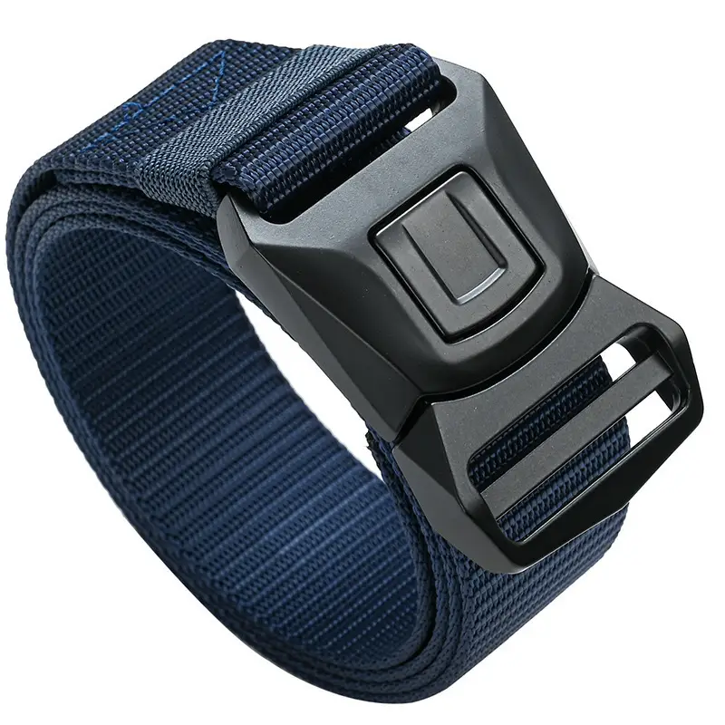 Men Tactical Nylon Belt Brown Gold Automatic Buckle - Image 6