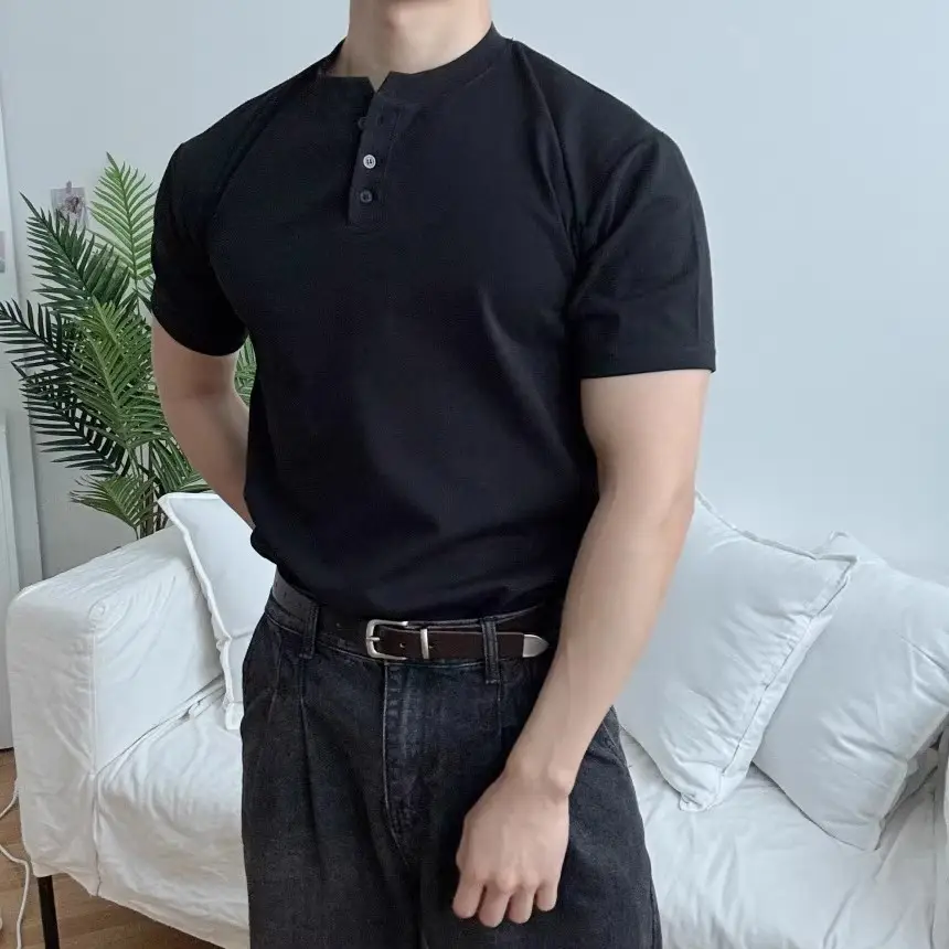 Men Slim Fit Olive Green Polo Shirt with Button Front — feature 10