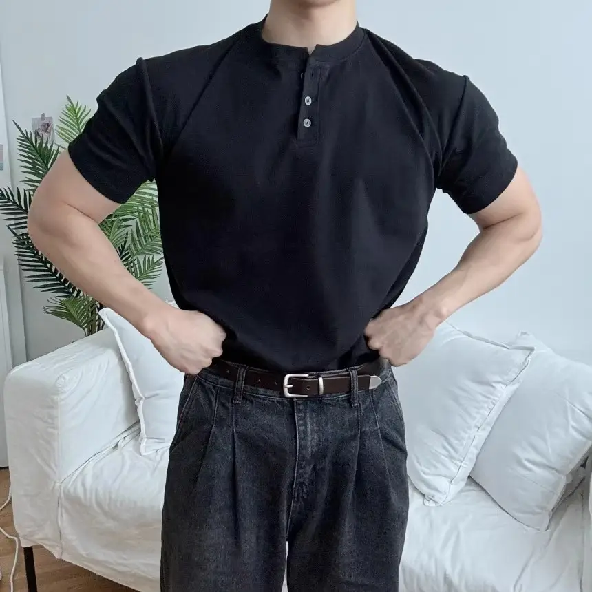 Men Slim Fit Olive Green Polo Shirt with Button Front — feature 13