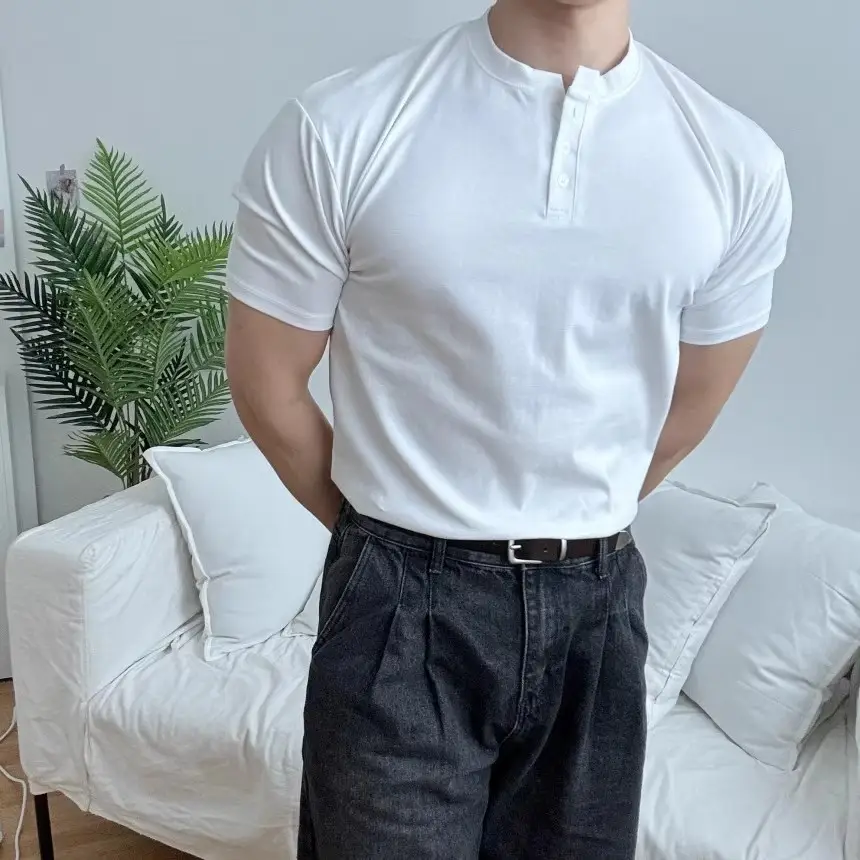 Men Slim Fit Olive Green Polo Shirt with Button Front — feature 8