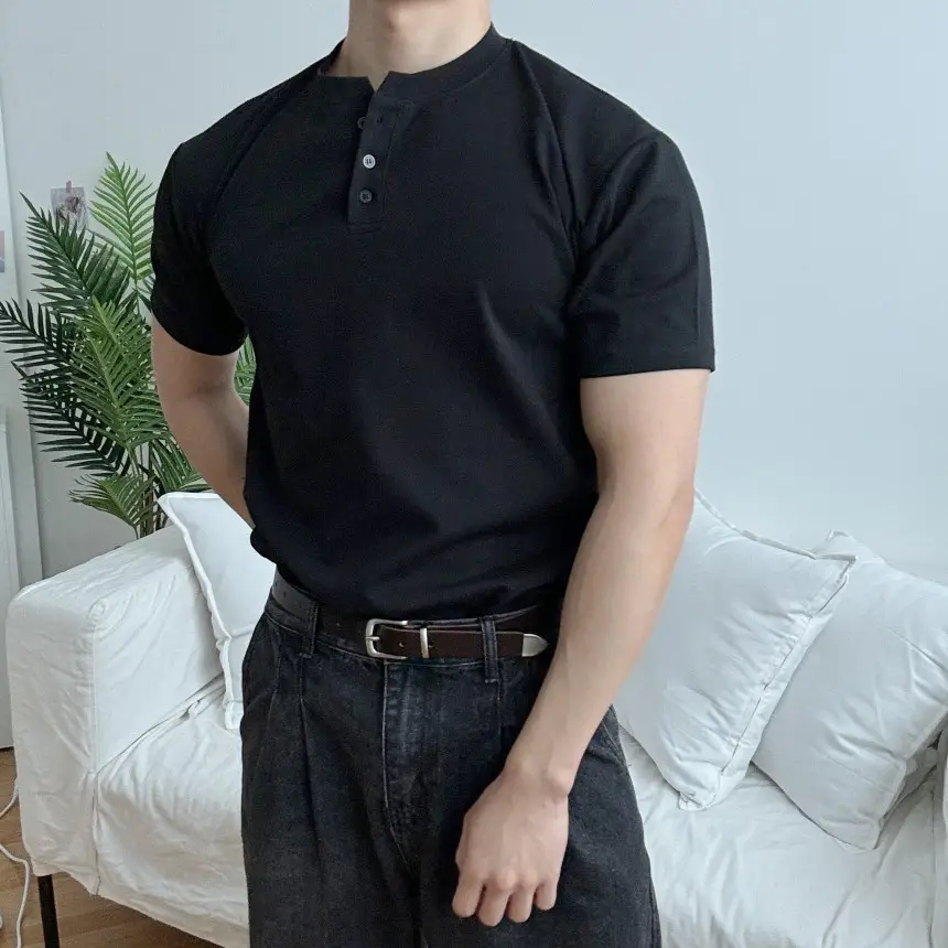 Men Slim Fit Olive Green Polo Shirt with Button Front - Image 2