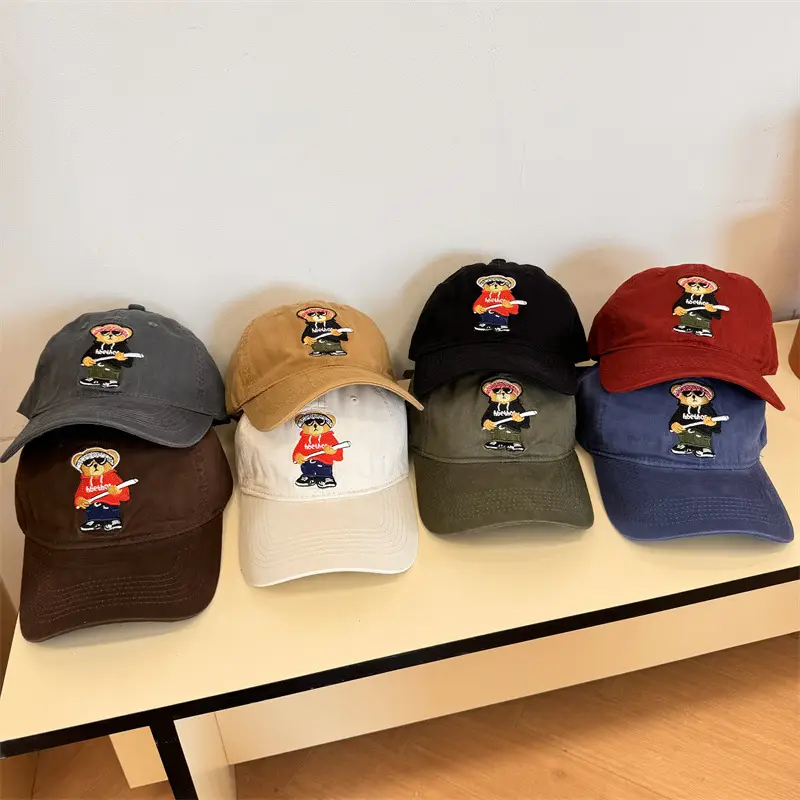 Japanese Style Bear Embroidered Cap for Men - Image 8