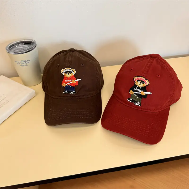 Japanese Style Bear Embroidered Cap for Men - Image 10