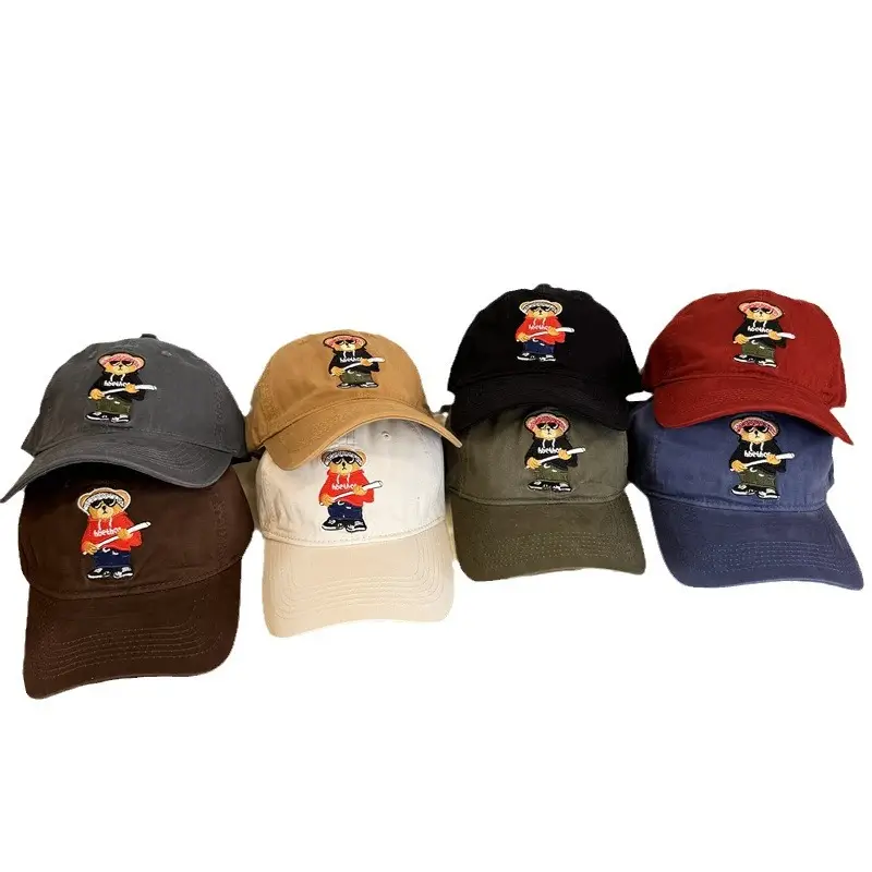 Japanese Style Bear Embroidered Cap for Men - Image 12