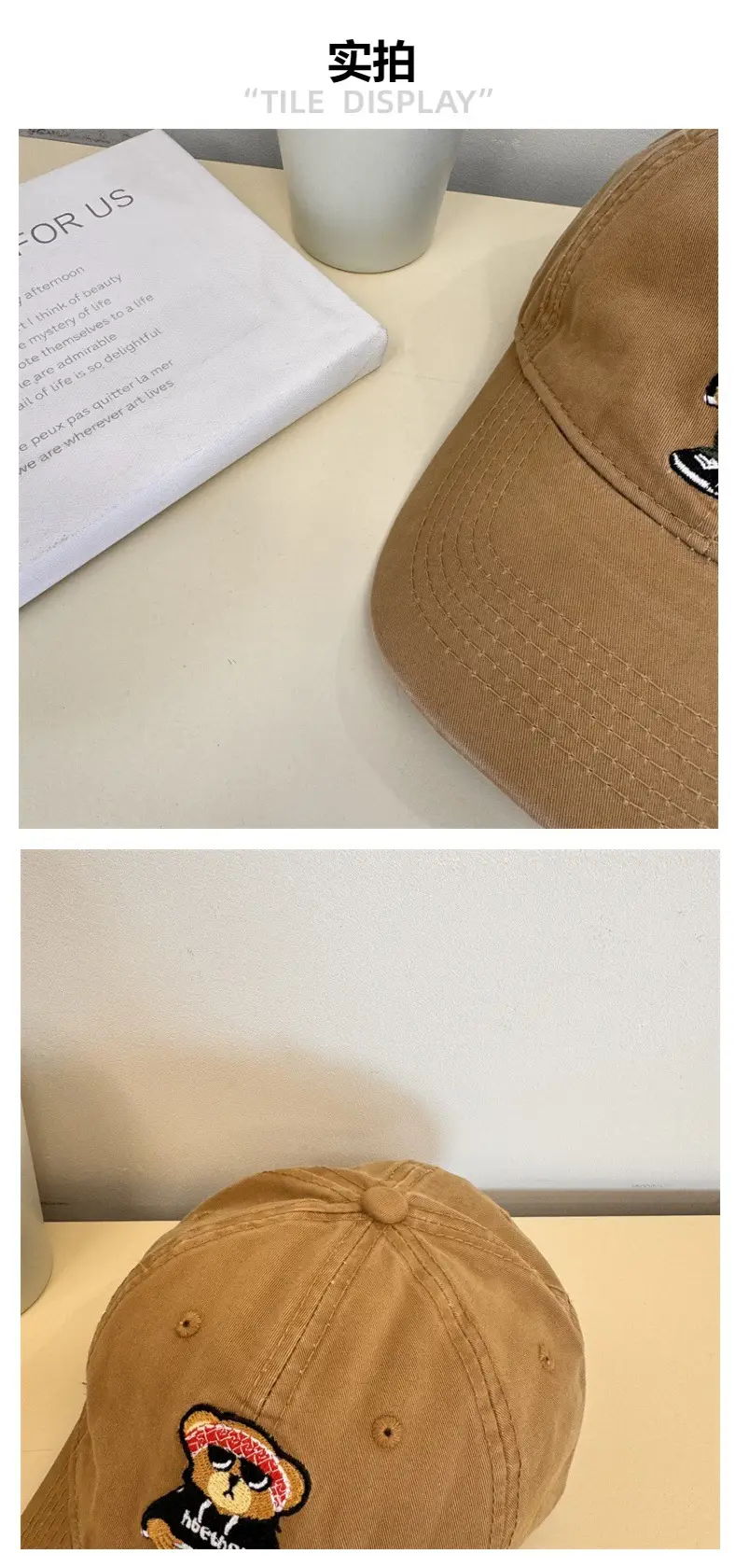 Japanese Style Bear Embroidered Cap for Men — feature 5
