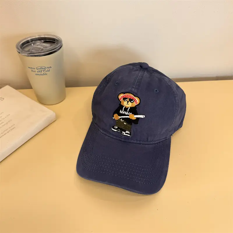 Japanese Style Bear Embroidered Cap for Men - Image 4