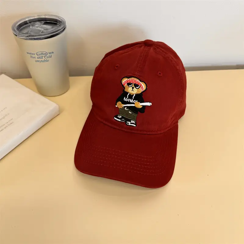 Japanese Style Bear Embroidered Cap for Men - Image 6
