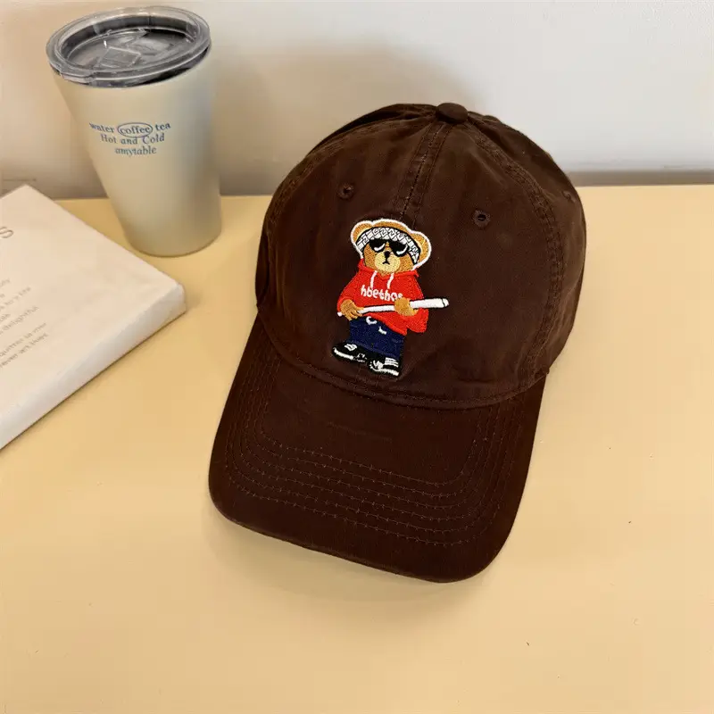 Japanese Style Bear Embroidered Cap for Men - Image 7