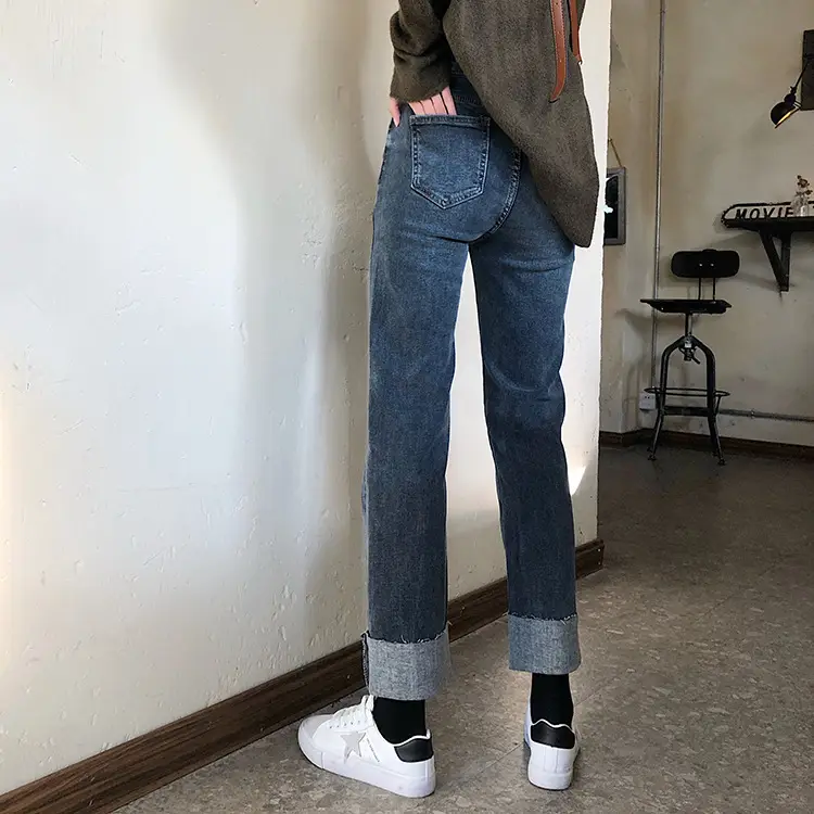 Dark Blue Cuffed Jeans Women 2026 Slimming Wide Leg Pants — feature 16