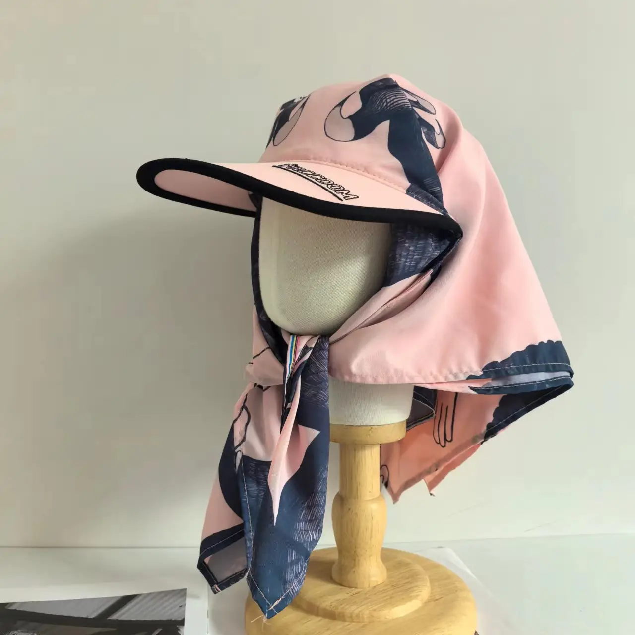 Kids Korean Letter Sun Hat with Printed Strap - Image 2