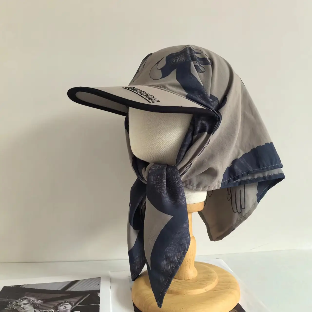 Kids Korean Letter Sun Hat with Printed Strap - Image 3