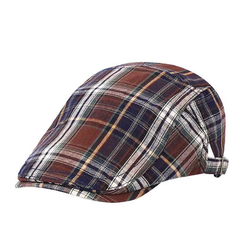 Men Plaid Forward Cap Summer Hat Sun Protection British Style - Image 9