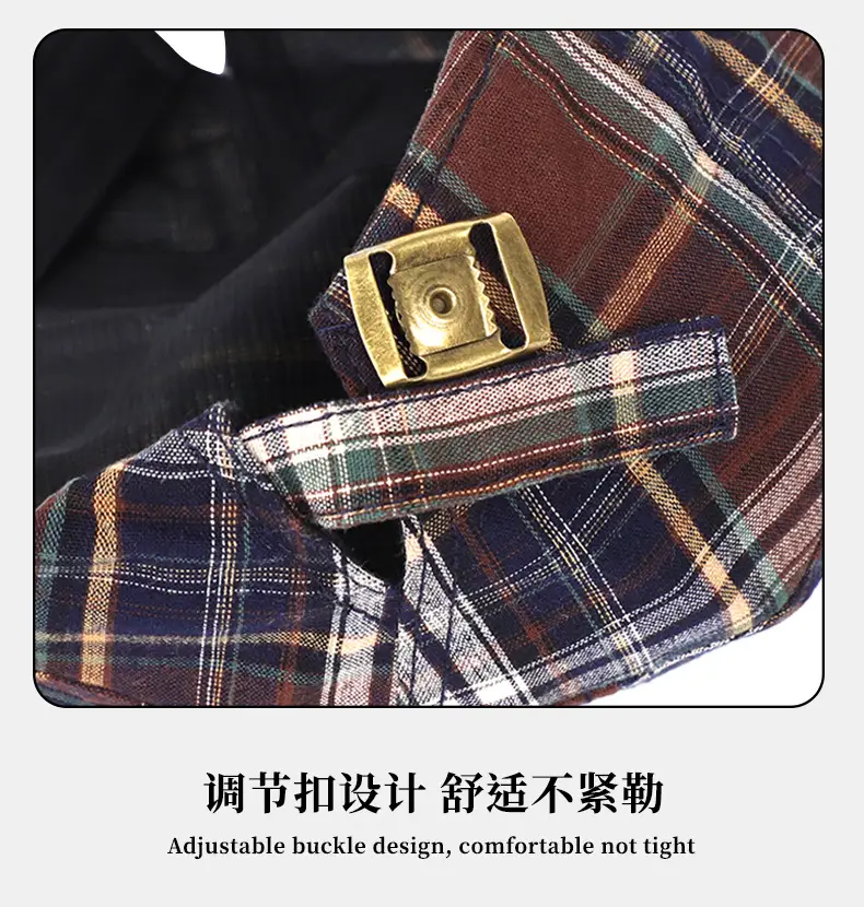 Men Plaid Forward Cap Summer Hat Sun Protection British Style — feature 9