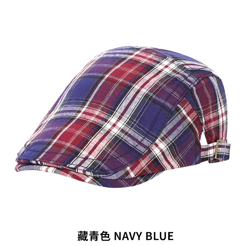 Men Plaid Forward Cap Summer Hat Sun Protection British Style - Image 2