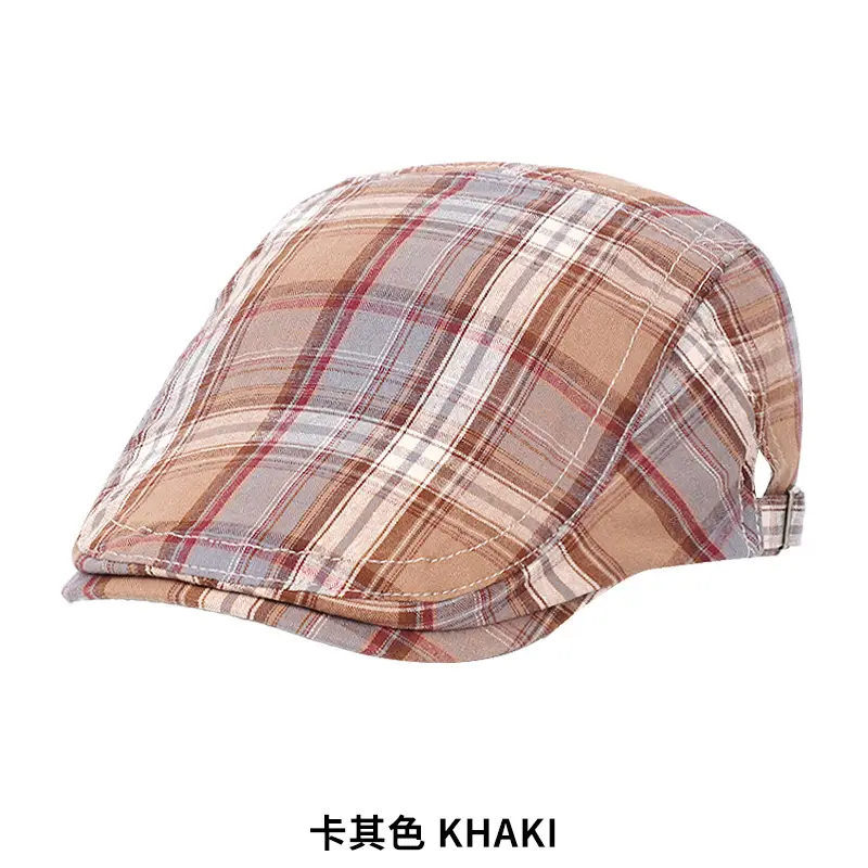 Men Plaid Forward Cap Summer Hat Sun Protection British Style - Image 3