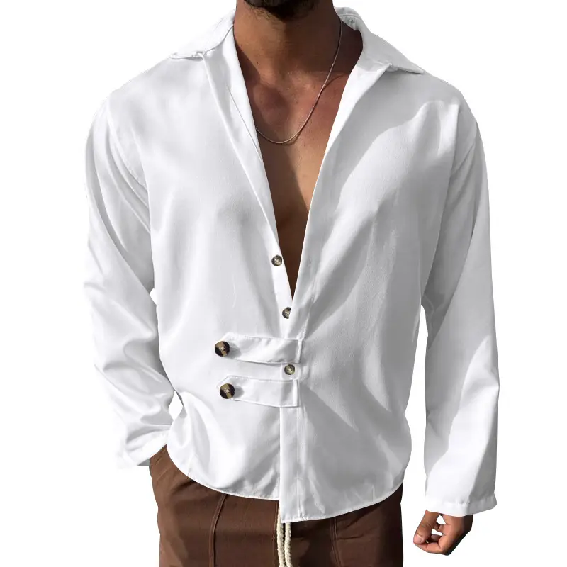 Men's Olive Green Long Sleeve Button Shirt - Image 8