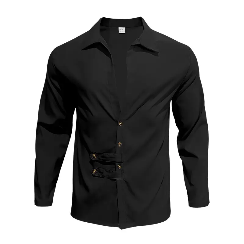 Men's Olive Green Long Sleeve Button Shirt — feature 15