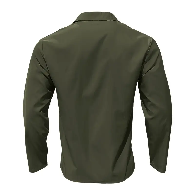 Men's Olive Green Long Sleeve Button Shirt — feature 25