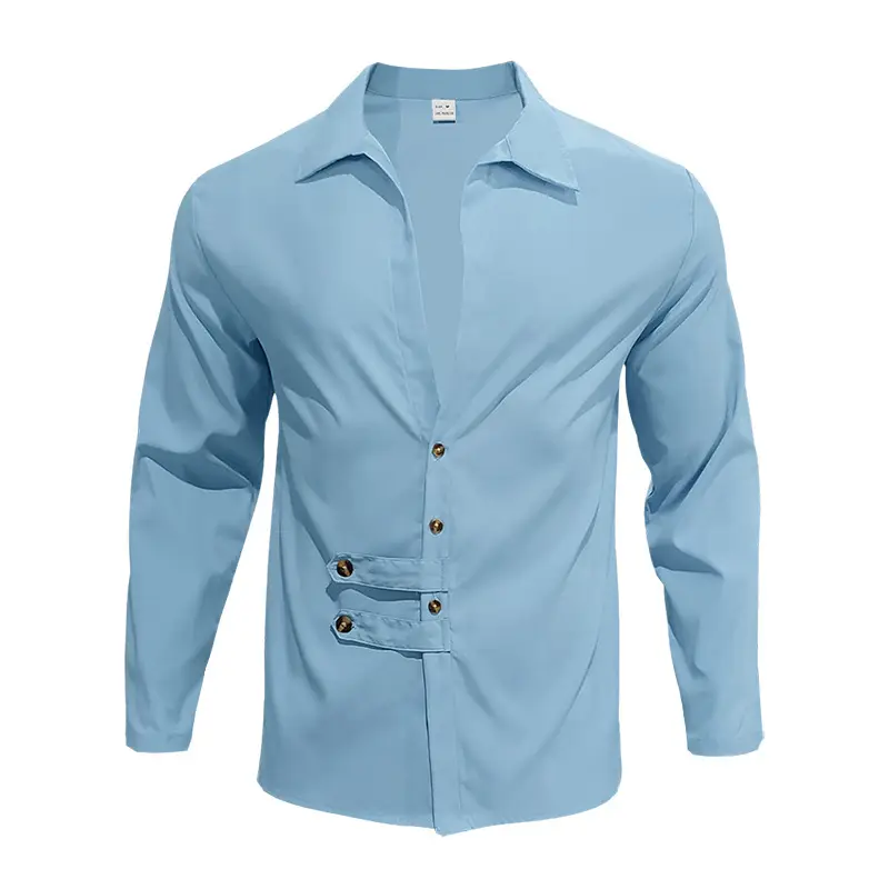 Men's Olive Green Long Sleeve Button Shirt — feature 33
