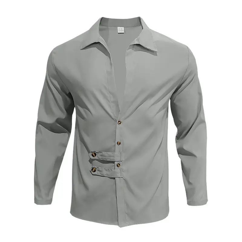 Men's Olive Green Long Sleeve Button Shirt — feature 42