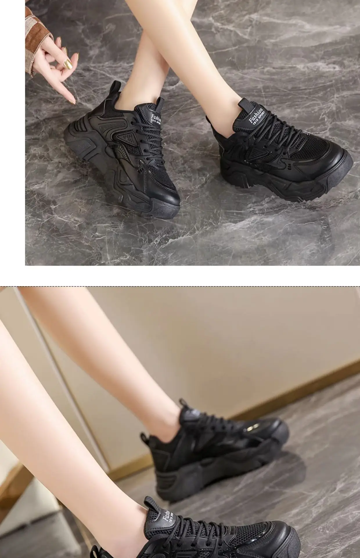 Women Black Thick Casual Shoes Wholesale New Autumn — feature 21